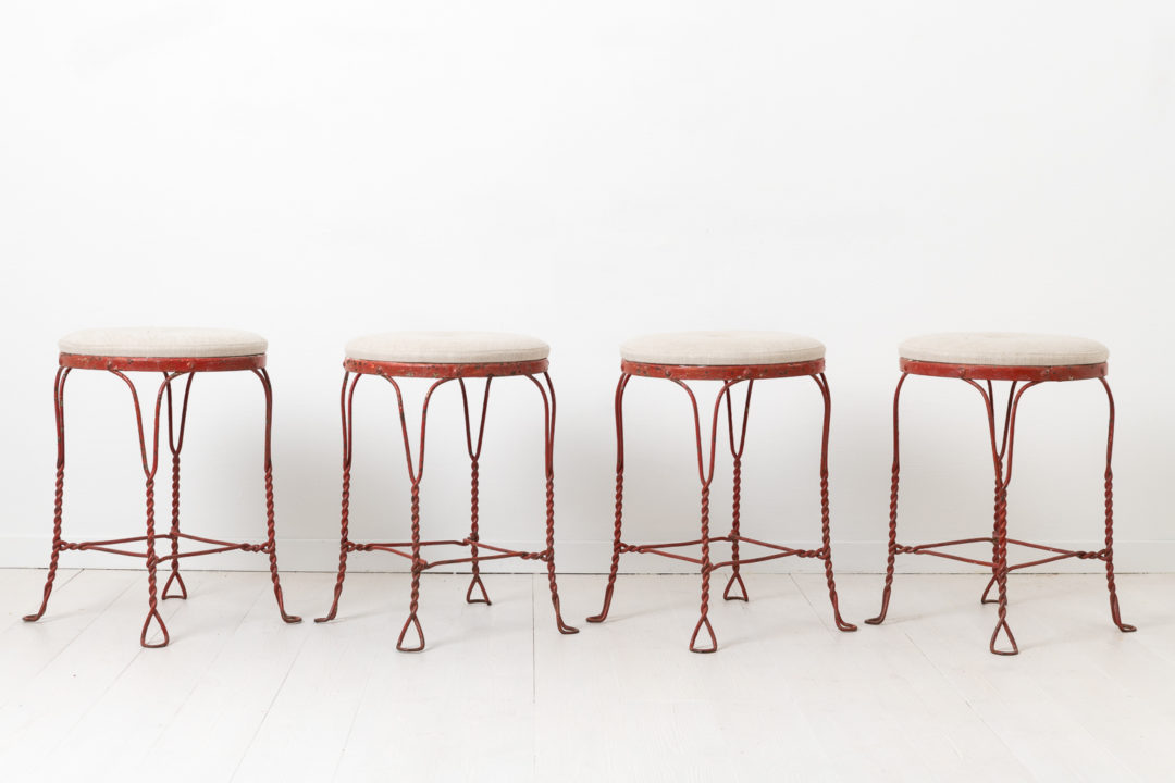 Mid century modern stools from Sweden made around 1940. Set of four stools and a good example of the mid century modern style period