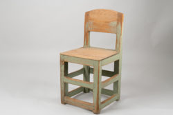 Rustic baroque style chair with original green paint. The chair is a northern Swedish country furniture from the first half of the 19th century.