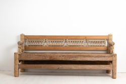 Early Swedish pine bench from northern Sweden. The bench is a very early version of a seat or sofa and this one also has a reversible backrest