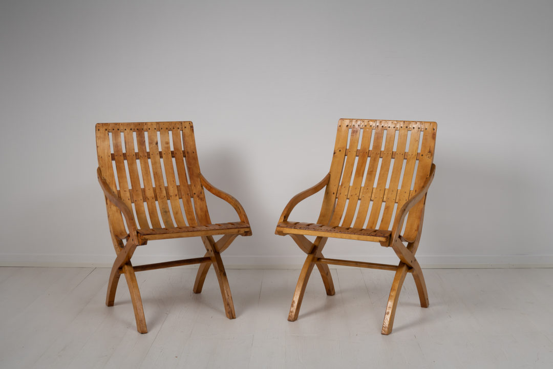 Swedish Art Deco armchairs from the 1930s made in birch and pine. Swedish Art Deco, also known as Swedish Grace