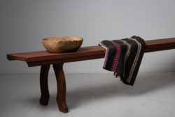 Rare folk art bench from northern Sweden made during the mid 1800s. The bench is hand-crafted in Sweden from pine