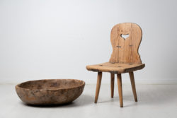 Rustic folk art chair from Northern Sweden. The chair is unique and hand-made into a primitive example of an antique chair