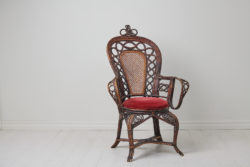 Antique woven basket chair from Sweden made around the late 1800s. The chair is an unusual find with an eclectic collection of techniques