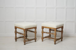 Pair of rare baroque stools from Sweden made during the mid 1700s, around 1760. The stools are genuine and made by hand