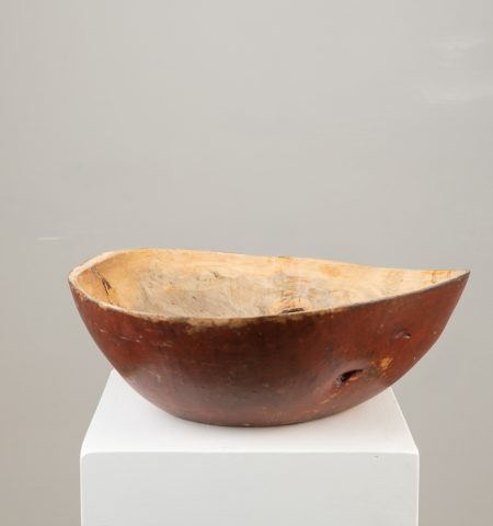 Birch root bowl in untouched original condition. The wooden bowl is an organic shape and marked underneath with a house mark from the first owner