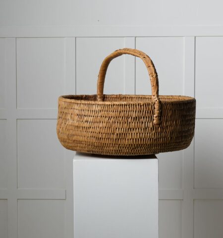Large antique root basket from northern Sweden. The basket is woven with birch root around the 1880s and is unusually large.