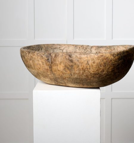Unusual Swedish antique bowl from the late 1700s. The bowl is a large and heavy root bowl in an organic shape made in solid birch