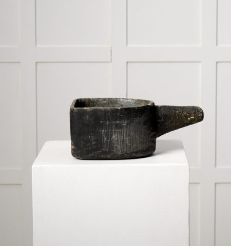 Antique Swedish stone pot in soapstone made in northern Sweden around 1820 to 1840. The pot would have been used to prepare food over open fire