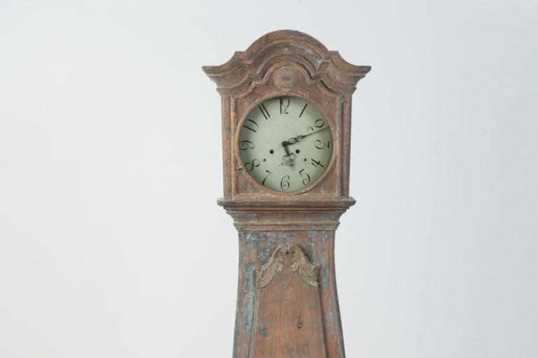 Early Rococo Mora Clock with Blue Original Paint