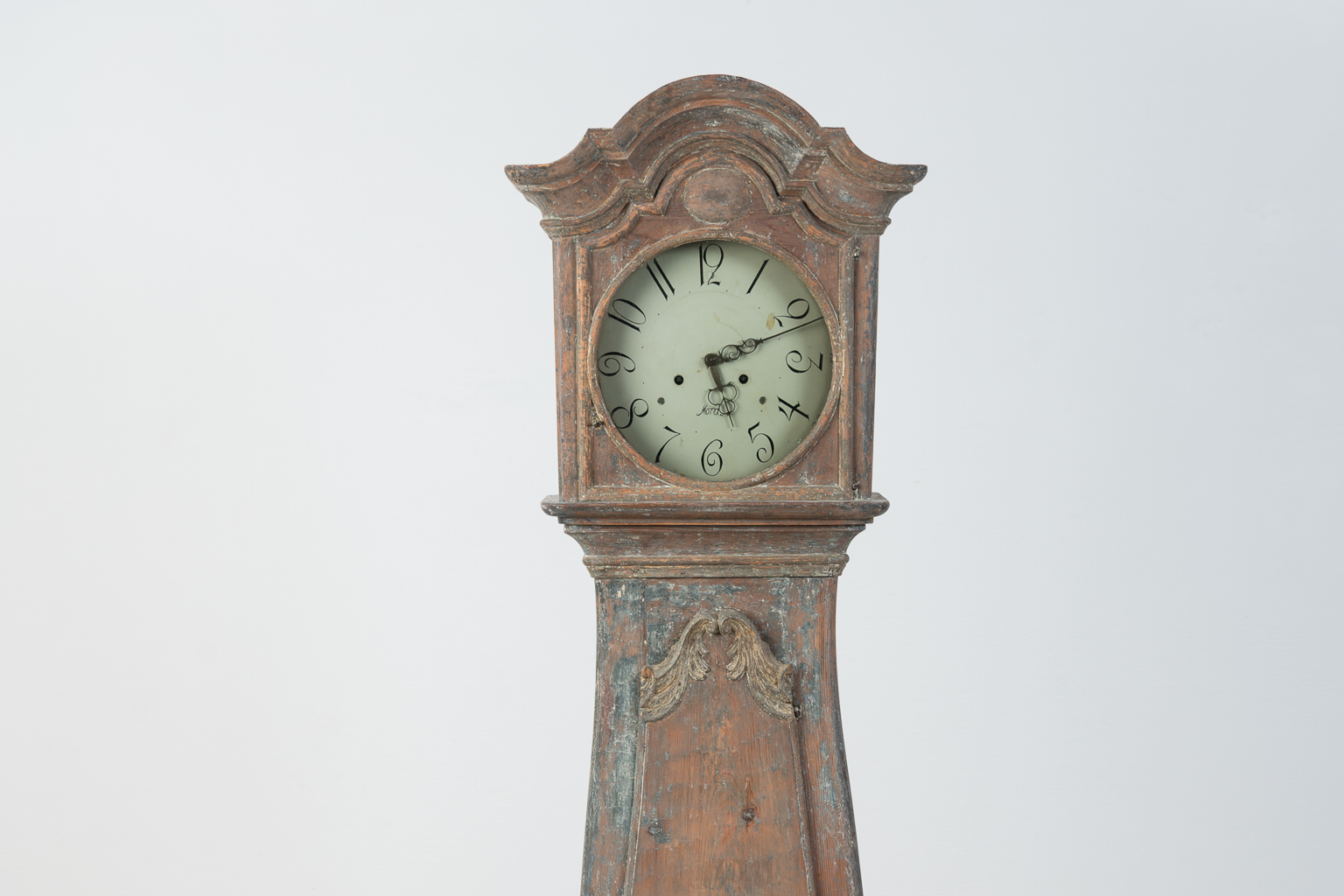 Early Rococo Mora Clock with Blue Original Paint
