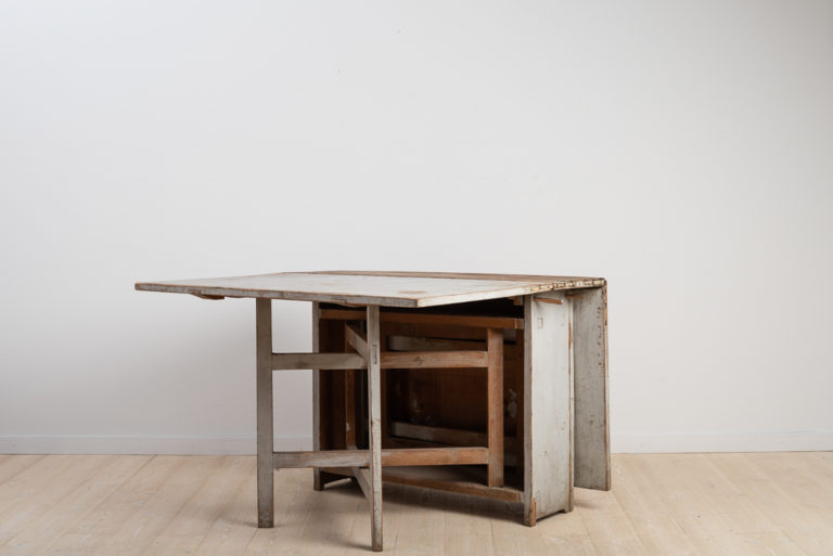 Gustavian Drop Leaf Table with Grey Original Paint