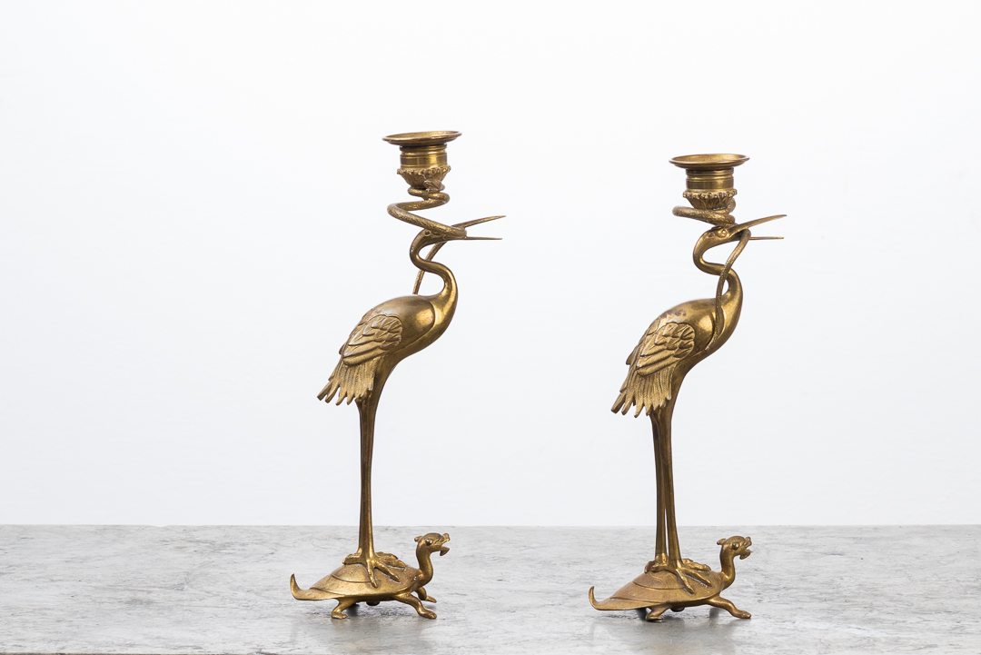 Brass Candlesticks with Unusual Design from the 1880s