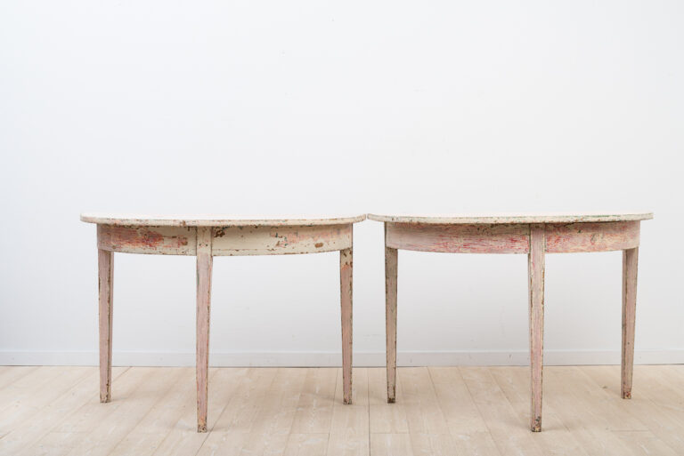Gustavian Demi Lune Table in Two Parts with Historic Paint