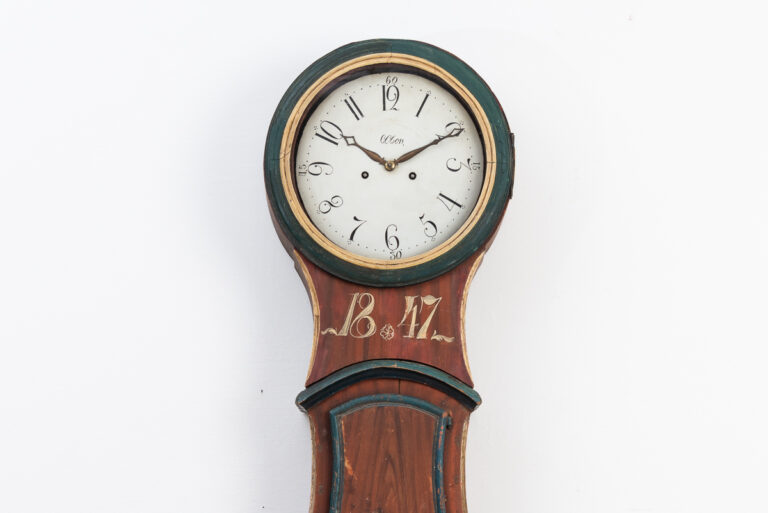 Long Case Clock with Dating 1847 and Original Paint