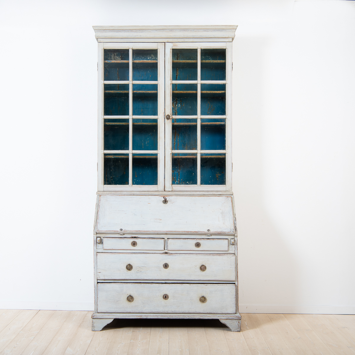 Gustavian Writers Cabinet with Glass Top