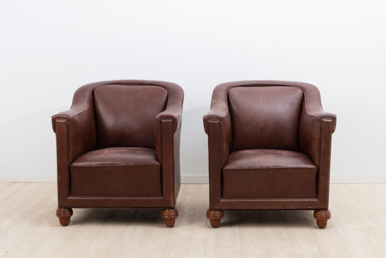 Art Deco Leather Armchairs from Sweden