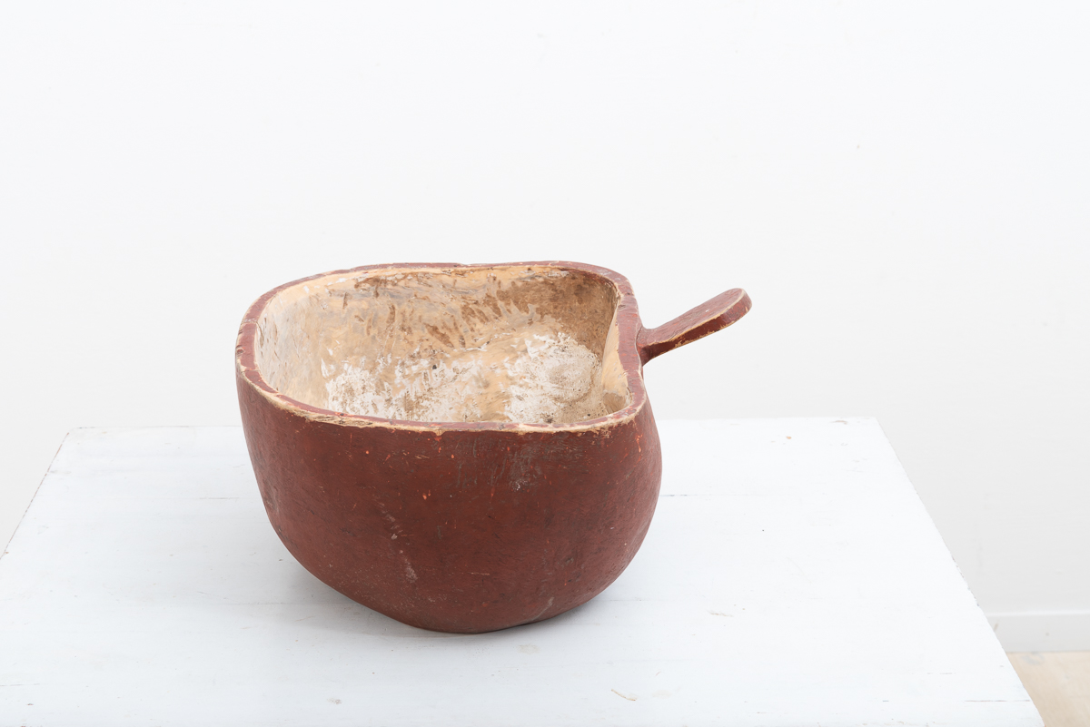 Folk Art Wooden Bowl with Organic Shape