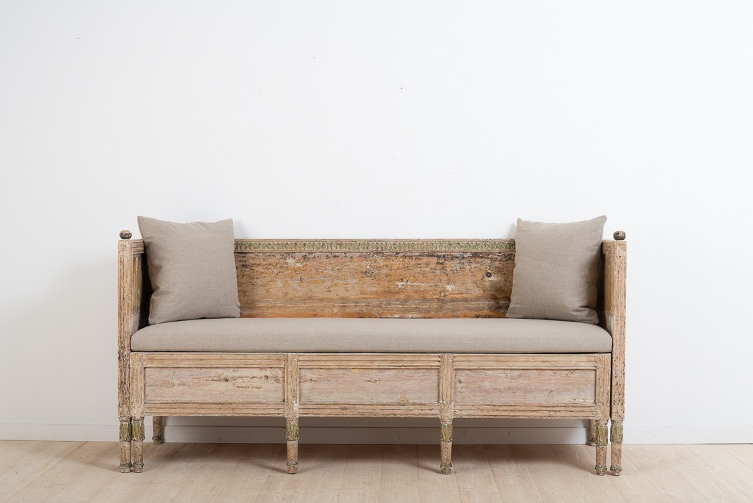 Swedish Gustavian Sofa with Padded Seat