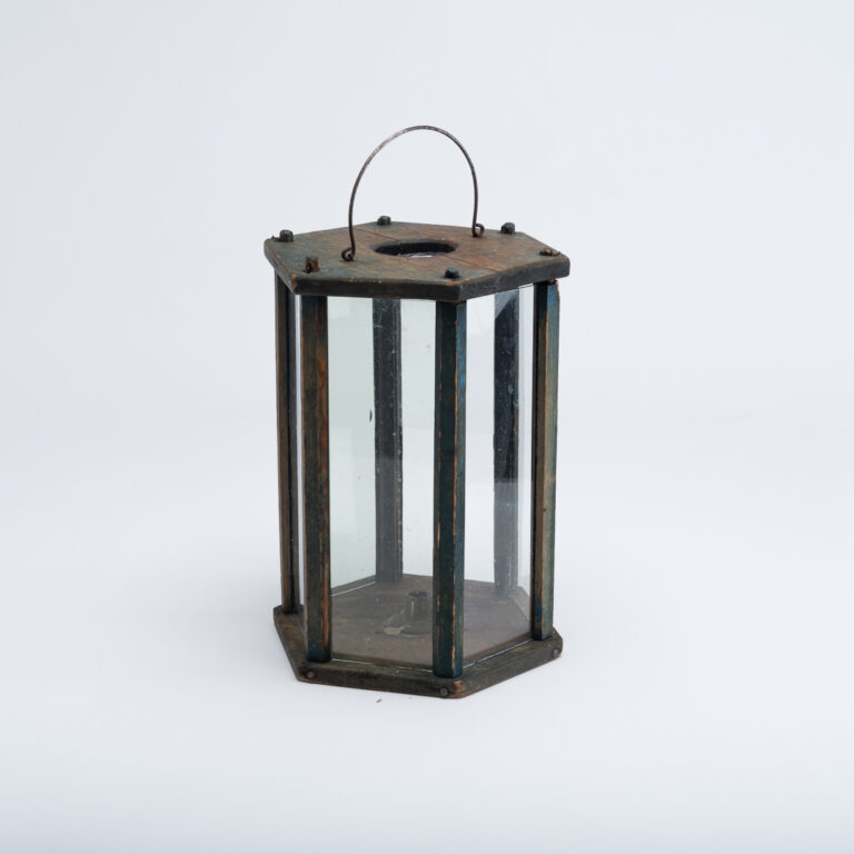 Folk Art Lantern with Blue Original Paint