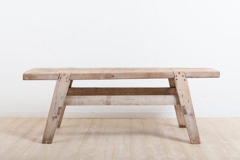 Never Painted Folk Art Bench from Northern Sweden