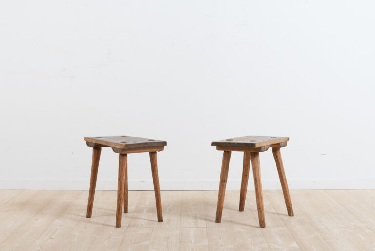 19th Century Folk Art Stools from Northern Sweden