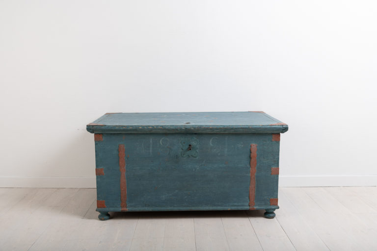 Folk Art Chest with Original Blue Paint