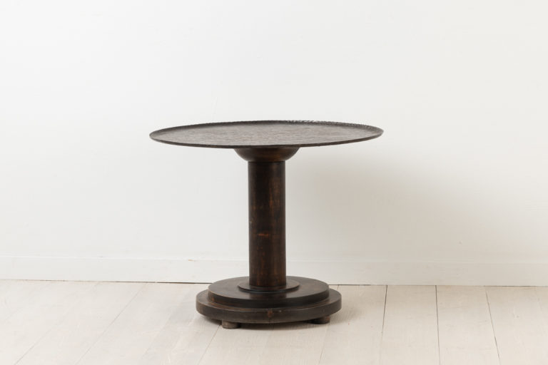 Art Deco Table in Birch and Hammered Iron