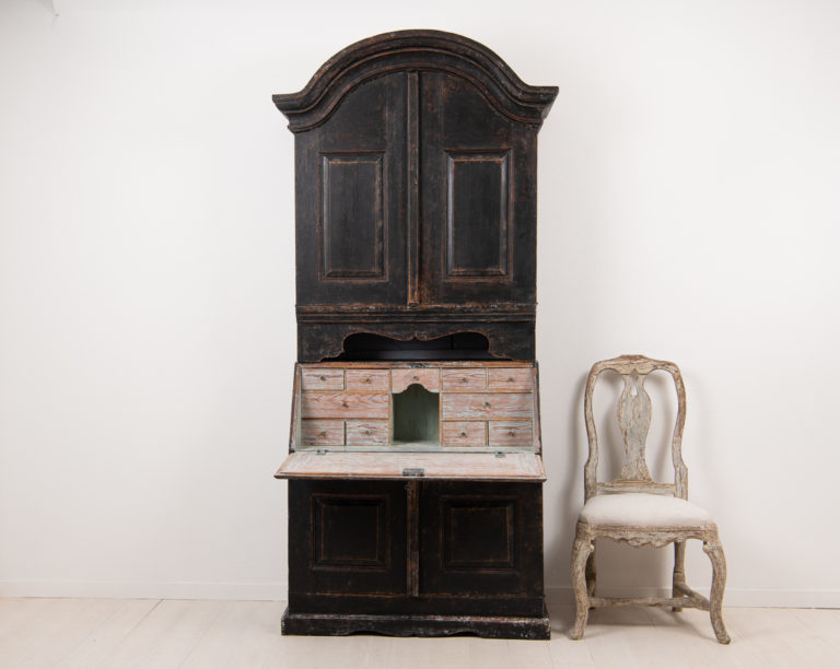 Rococo Bureau Cabinet in Folk Art from Sweden