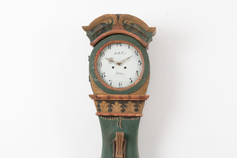 Rococo Long Case Clock in Folk Art from northern Sweden