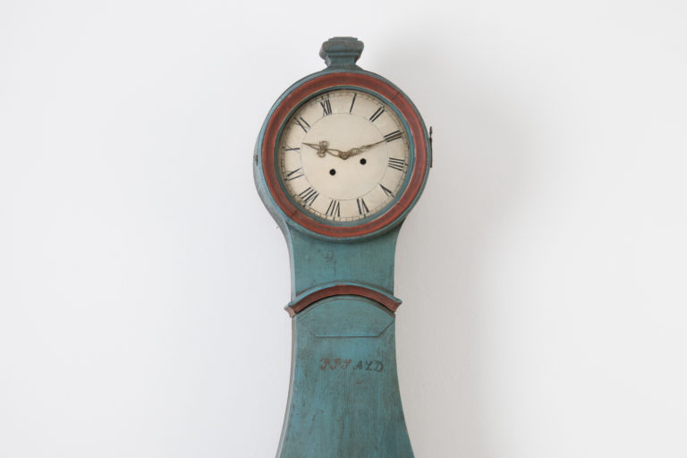 Long Case Clock with Blue Paint from the 19th Century