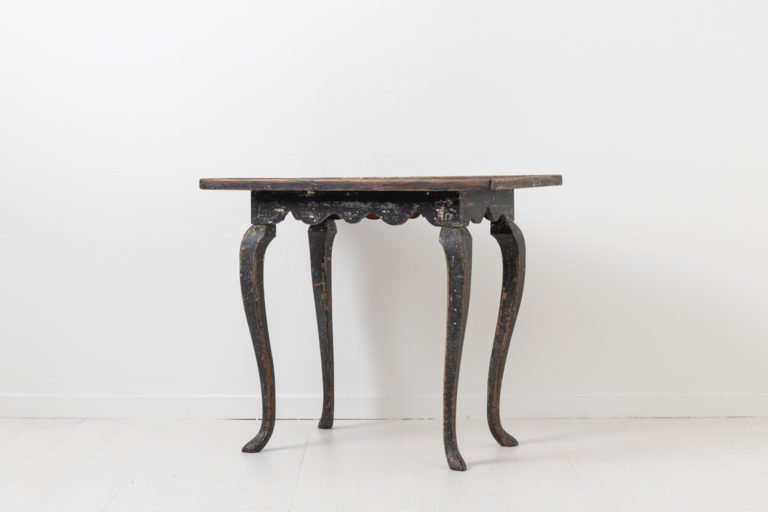 Black Rococo Table in Painted Pine from Sweden