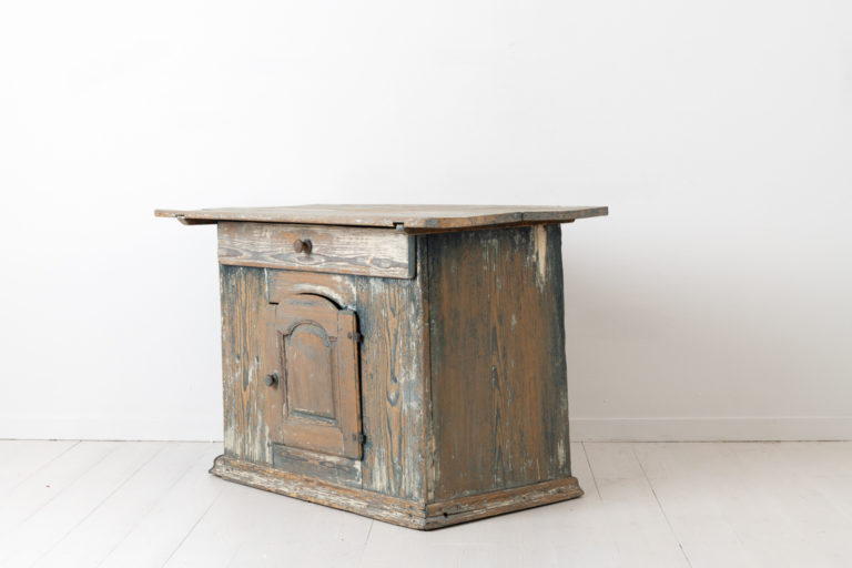 18th Century Chest Table with Blue Paint