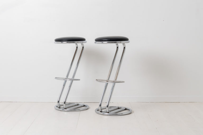 Scandinavian Modern High Stools in Chrome