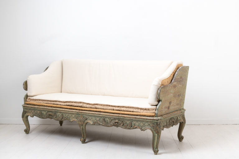 Swedish Rococo Sofa with Original Paint and Cushions