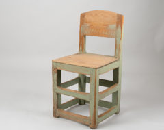 Rustic baroque style chair with original green paint. The chair is a northern Swedish country furniture from the first half of the 19th century.