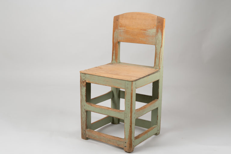 Rustic Baroque Style Chair with Original Green Paint