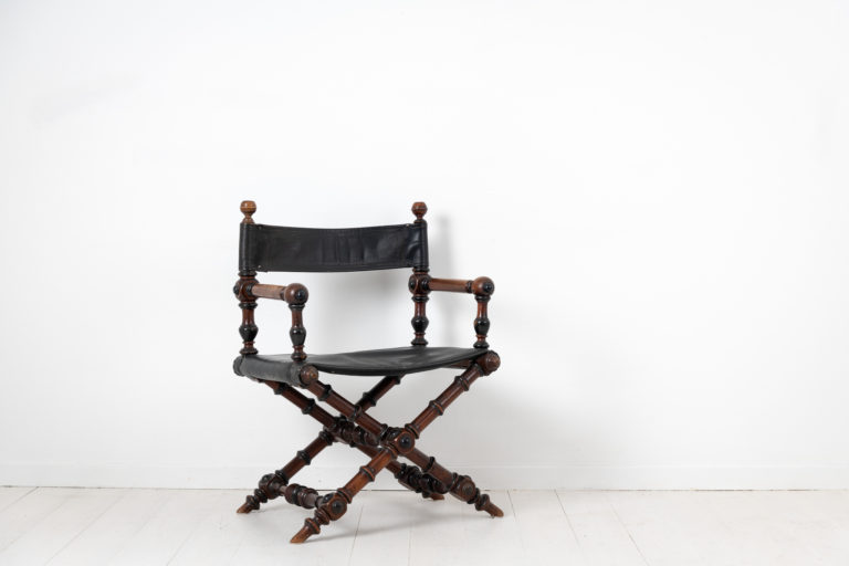Swedish Antique Directors Chair in Renaissance Revival