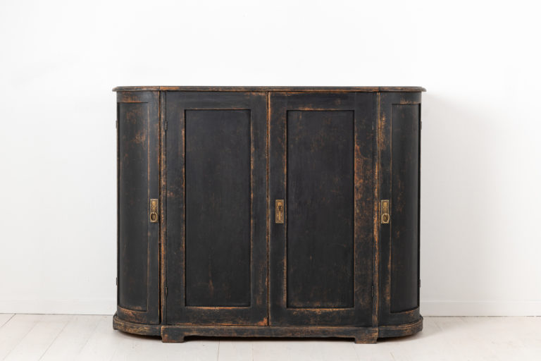 Black Swedish Curved Sideboard in Gustavian Style