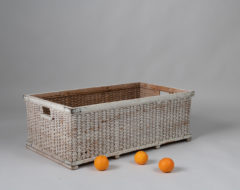 Woven basket from pine shavings made during the late 1800s. Original white paint.  For more Miscellaneous