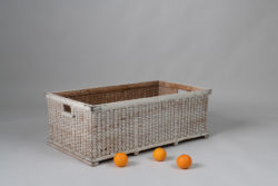 Woven basket from pine shavings made during the late 1800s. Original white paint.  For more Miscellaneous