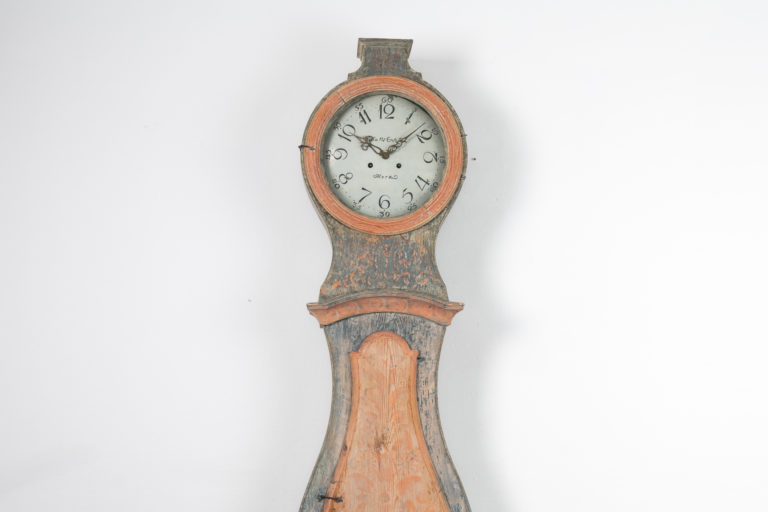 Blue Long Case Clock with Classic Rococo Shape