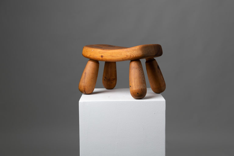 Never Painted Pine Stool from the Early 20th Century