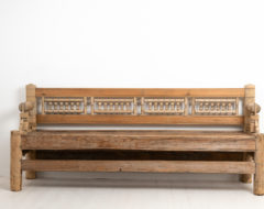 Early Swedish pine bench from northern Sweden. The bench is a very early version of a seat or sofa and this one also has a reversible backrest