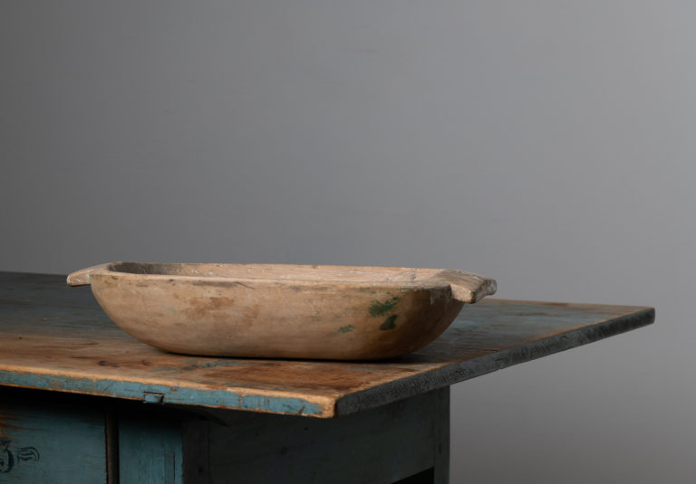 Oblong Wood Bowl with Handles on the Sides