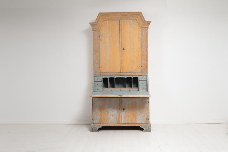Swedish Pine Secretary Cabinet in Baroque Style