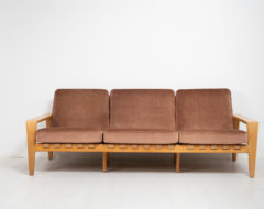 Bodö sofa by Svante Skogh in light oak. The sofa is a 3-seater and was first shown 1957 at the Stockholm Furniture Fair. Made by AB Hjertquist & co in Nässjö,