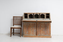 Folk art secretary desk from the early 19th century, 1810 to 1820. The secretary is a genuine northern Swedish country house furniture in pine