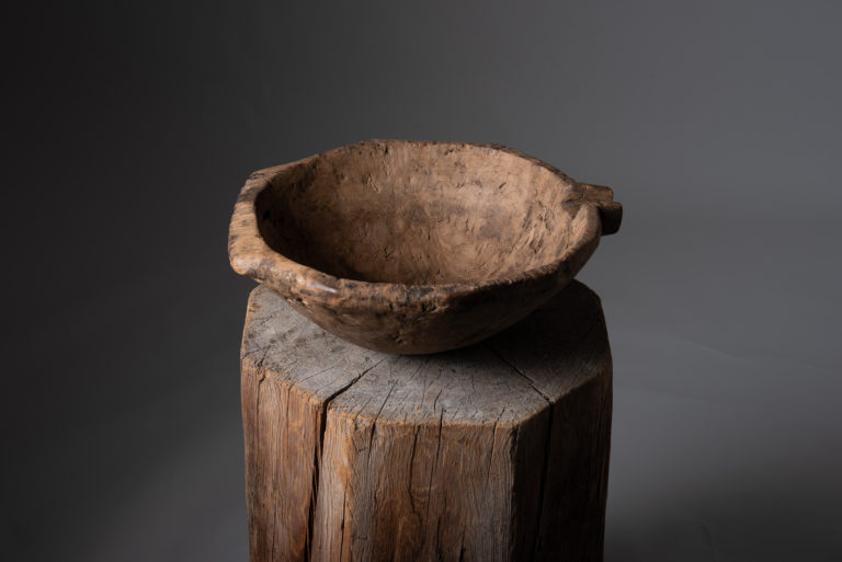 Antique Hand-Made Wood Bowl from the Early 19th Century
