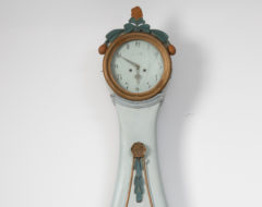 Rococo long case clock from northern Sweden. The shape of the case is rococo and the expression is unique for the area Jämtland in Sweden