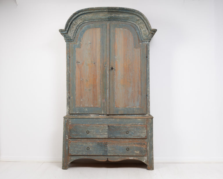 Rare Rococo Country Cabinet in Painted Pine